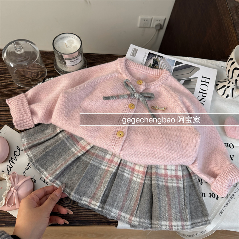 女童秋冬套装2025秋新款韩版童装女宝宝加厚两件套P681