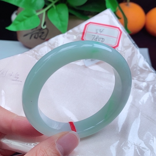 翡翠手镯未镶嵌   正圈54 冰晴飘绿