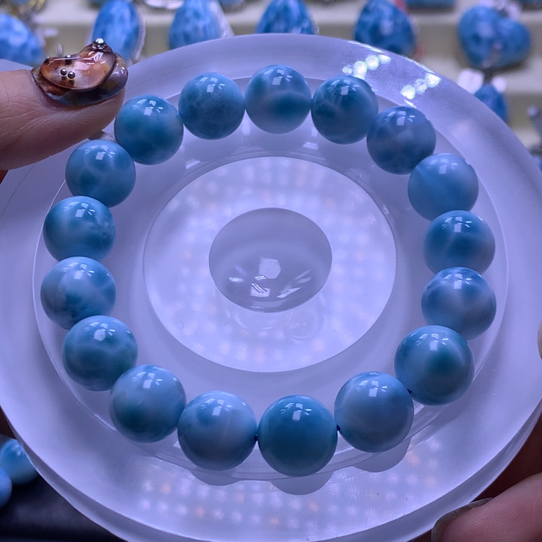 针钠钙石（海纹石）未镶嵌手链精品12mm手串色差略异