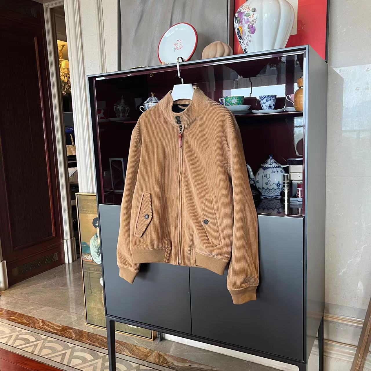 漫颜刘2024春款纯棉外套时尚休闲百搭拉链立领灯芯绒上衣