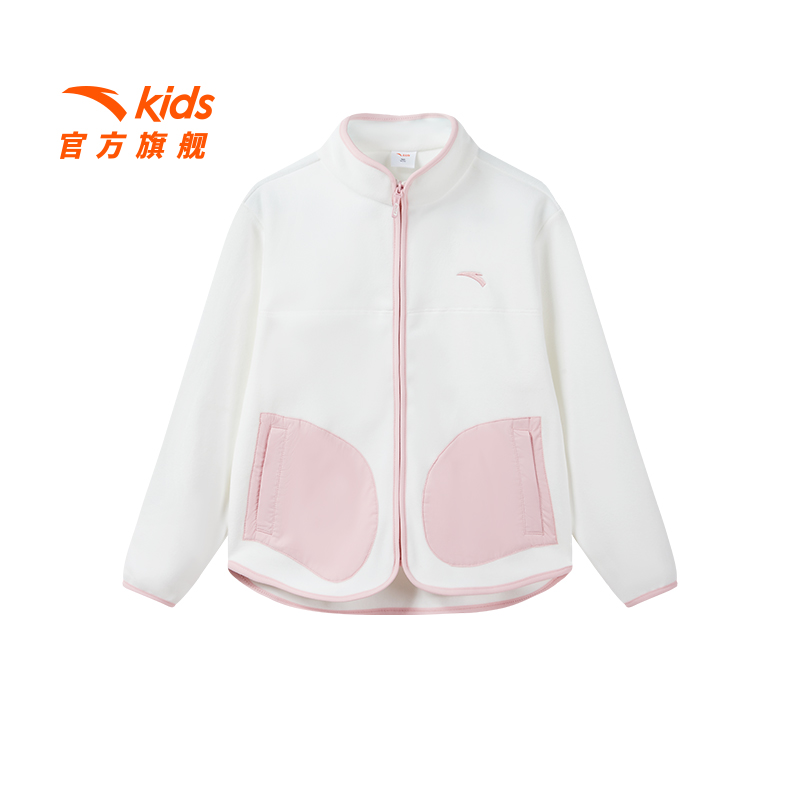 安踏儿童2025年新款女大童针织摇粒绒外套时尚保暖百搭362516715
