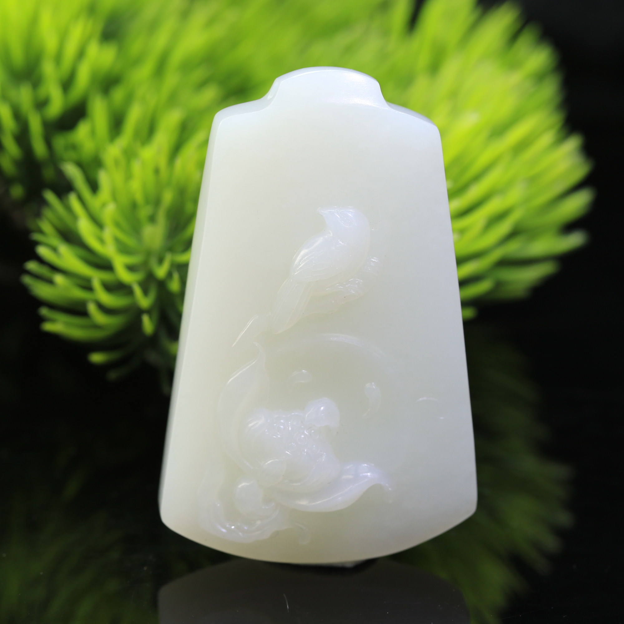 16和田玉羊脂白玉花开富贵/000129上海嘉禾拍卖