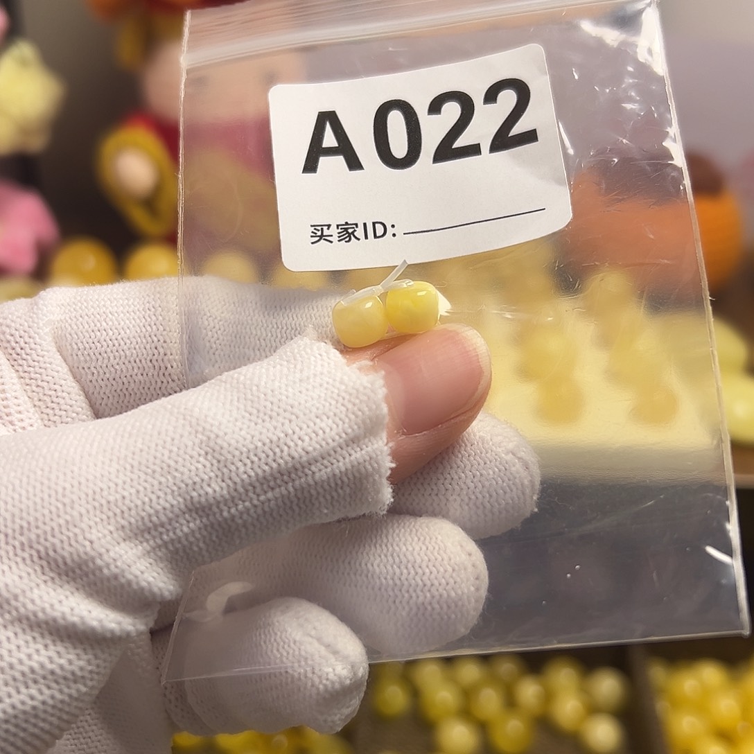 琥珀未镶嵌裸石6.9mm满蜡精工小老型对珠
