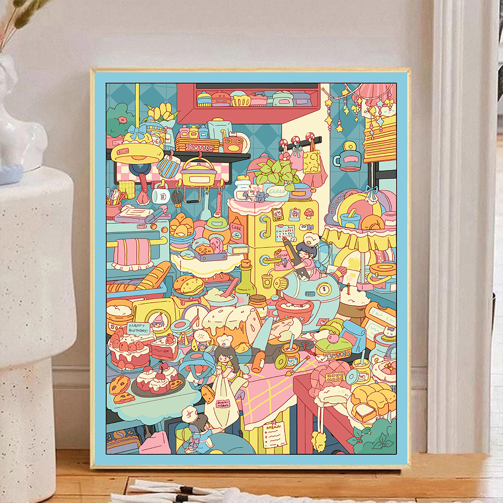 【烘焙大厨】DIY数字油画插画系解压填色丙烯手工装饰画