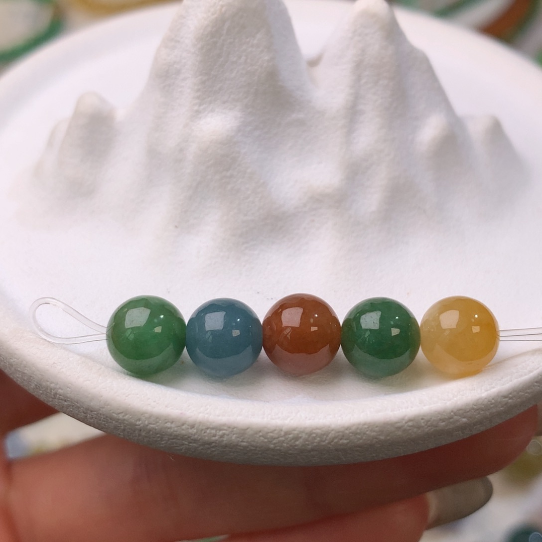 翡翠散珠油画翡翠珠珠 5颗