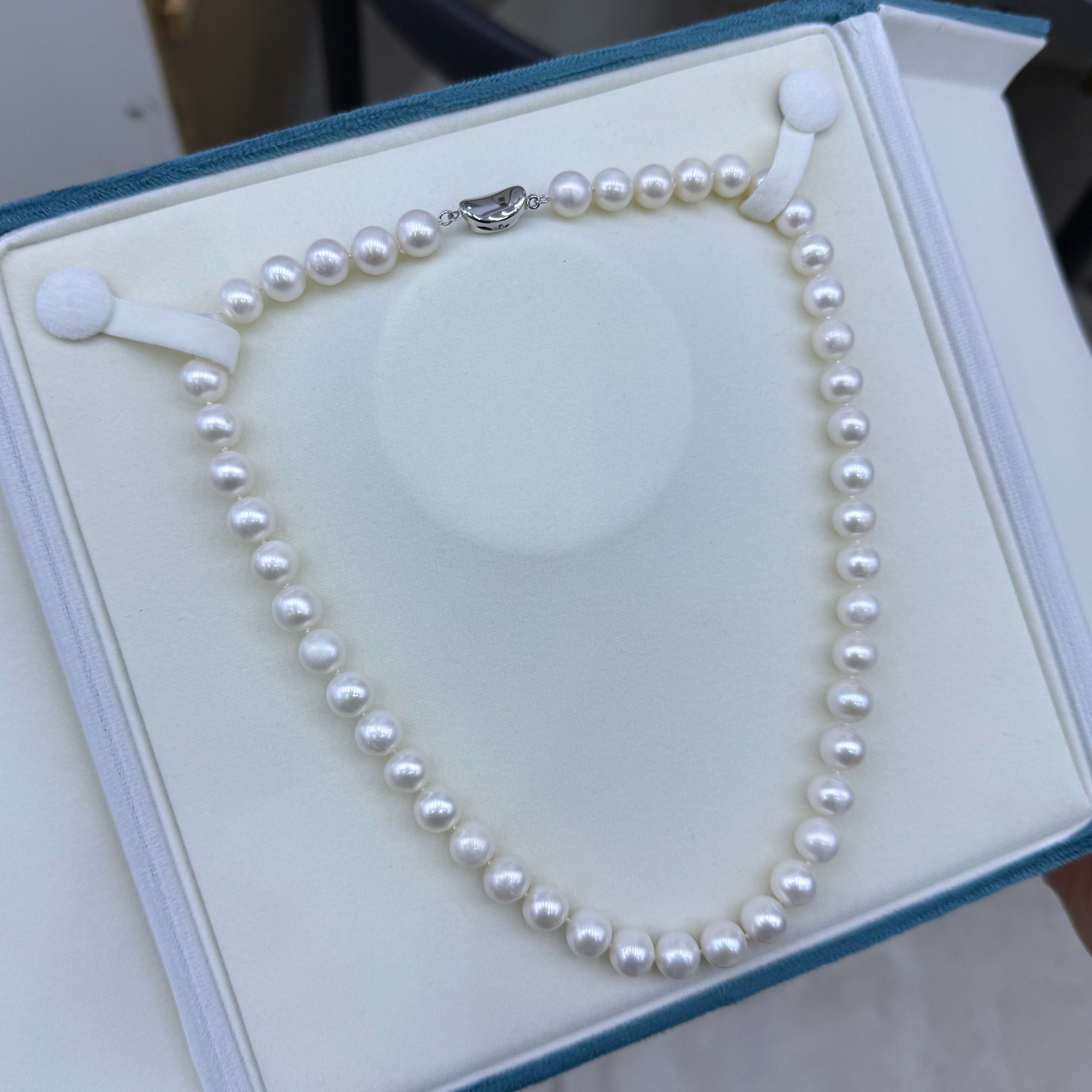 S925银天然淡水无核强光珍珠项链8.3-9.3mm
