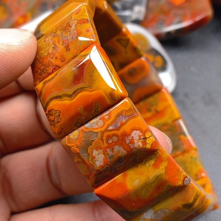 玛瑙/玉髓手链未镶嵌心***闲
