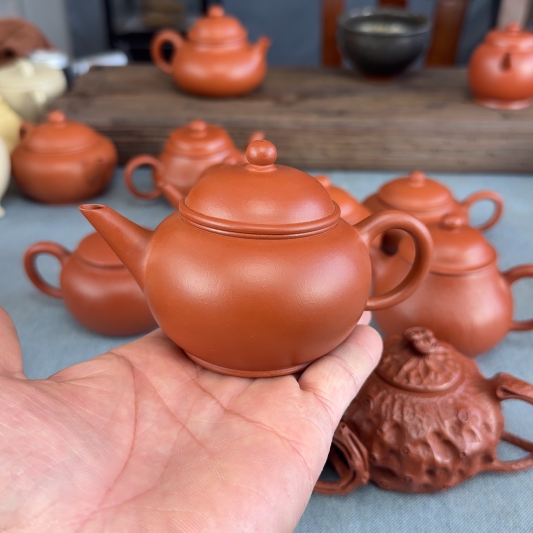 紫砂茶壶朱泥水平半手