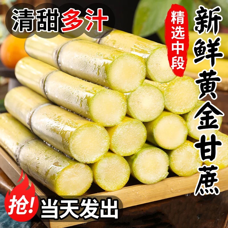云南黄金甘蔗鲜甘蔗新鲜脆甜多汁皮薄无渣易剥皮脆
