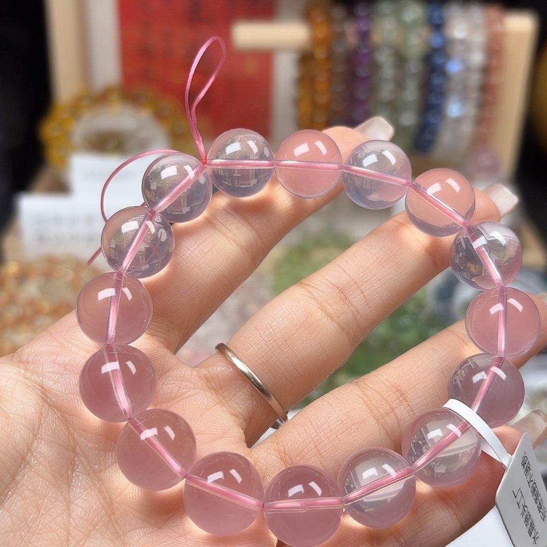 水晶手链未镶嵌粉晶13.5