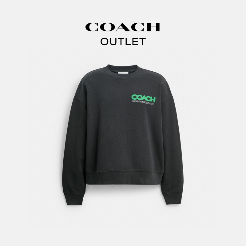 【新品】COACH/蔻驰奥莱 COLLAGE STICKER图案圆领卫衣