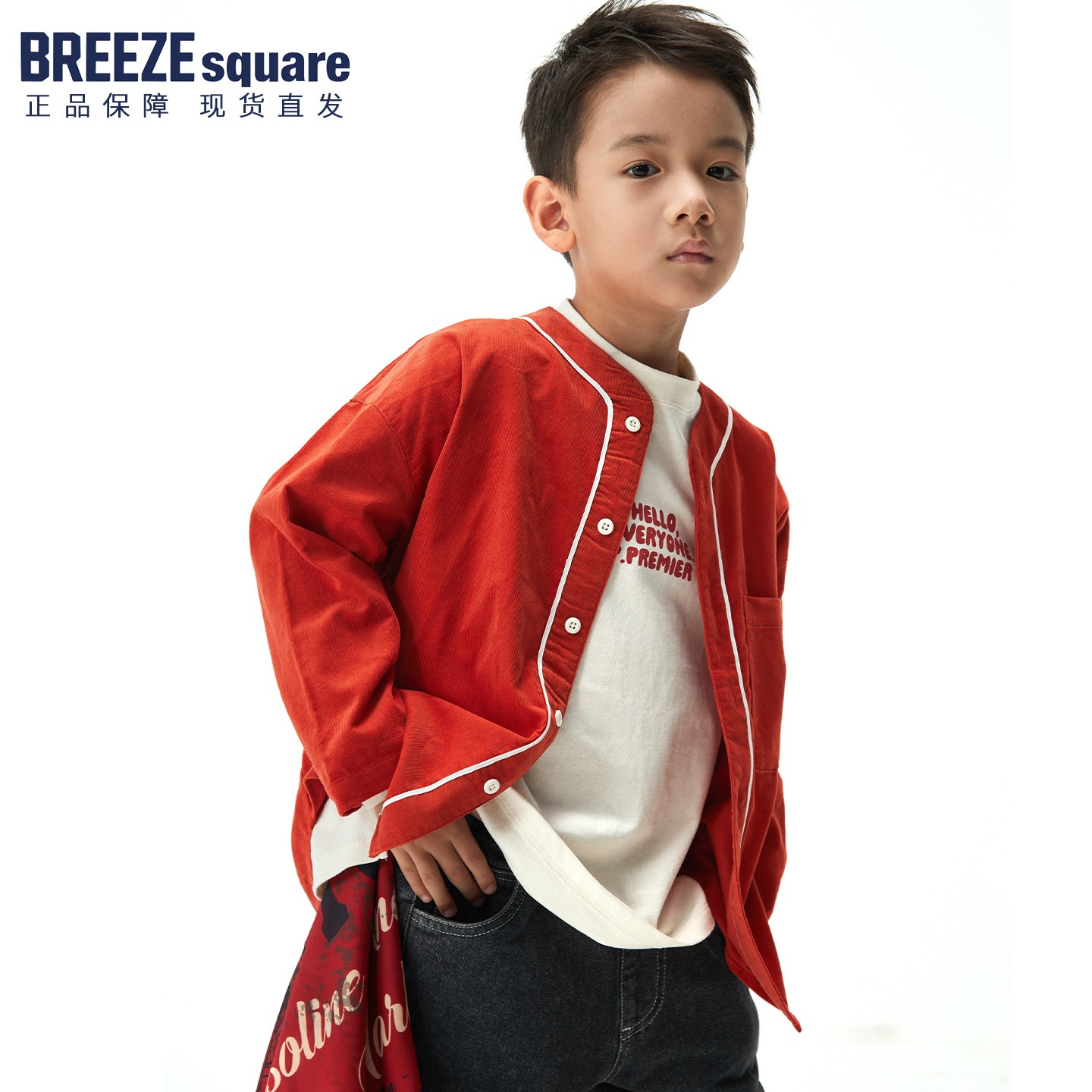 BREEZEsquare专柜同款|儿童复古牛仔外套春季百搭休闲上衣P409015