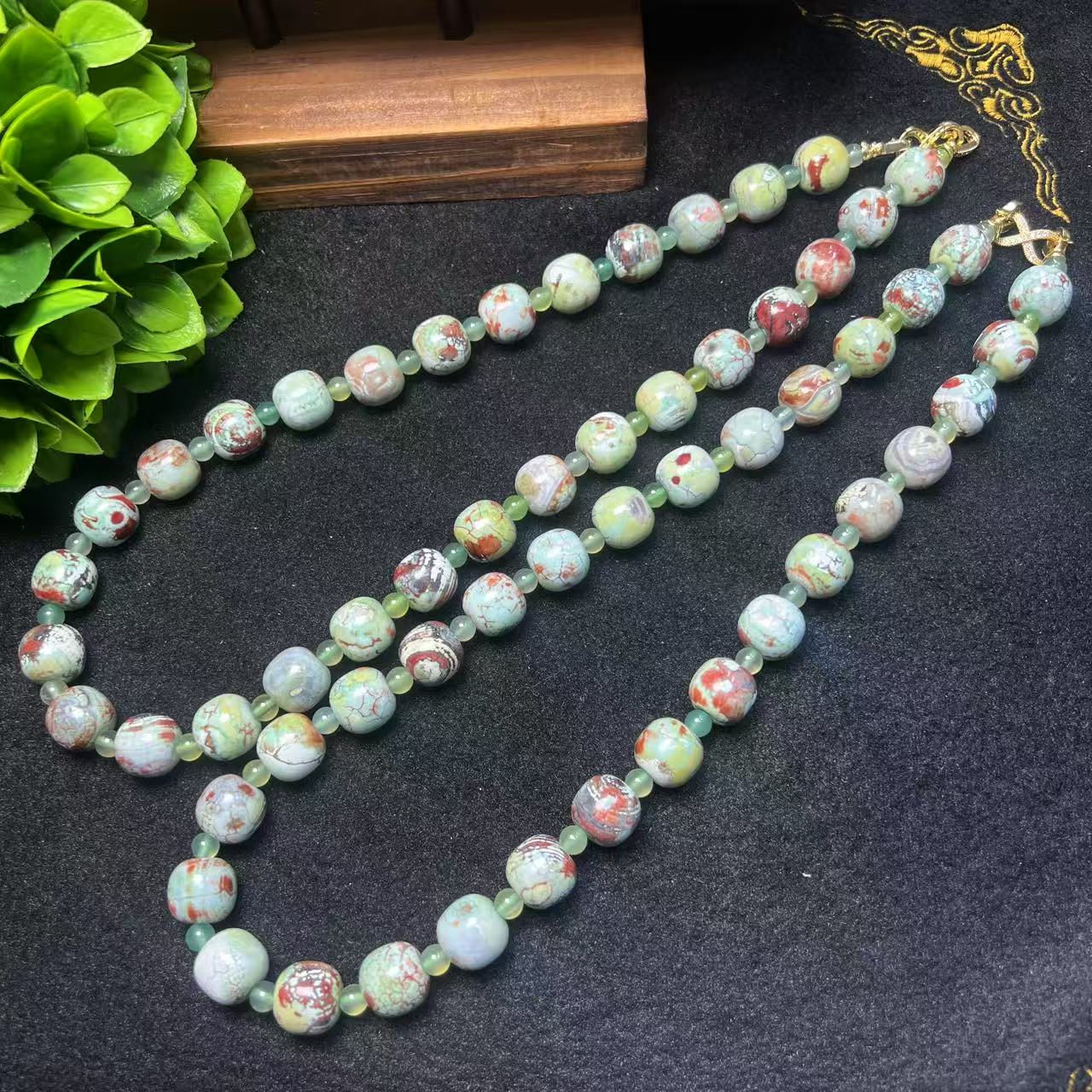 S7914【任会长珠宝】龙纹青花碧灵石玛瑙项链-多样性发货只发一件