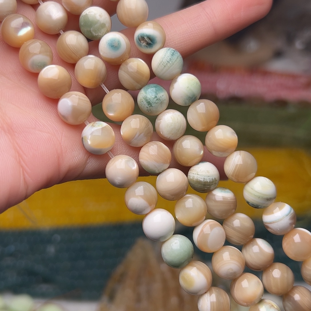 玛瑙/玉髓合金珠宝半成品Y563。9mm天然夜光螺