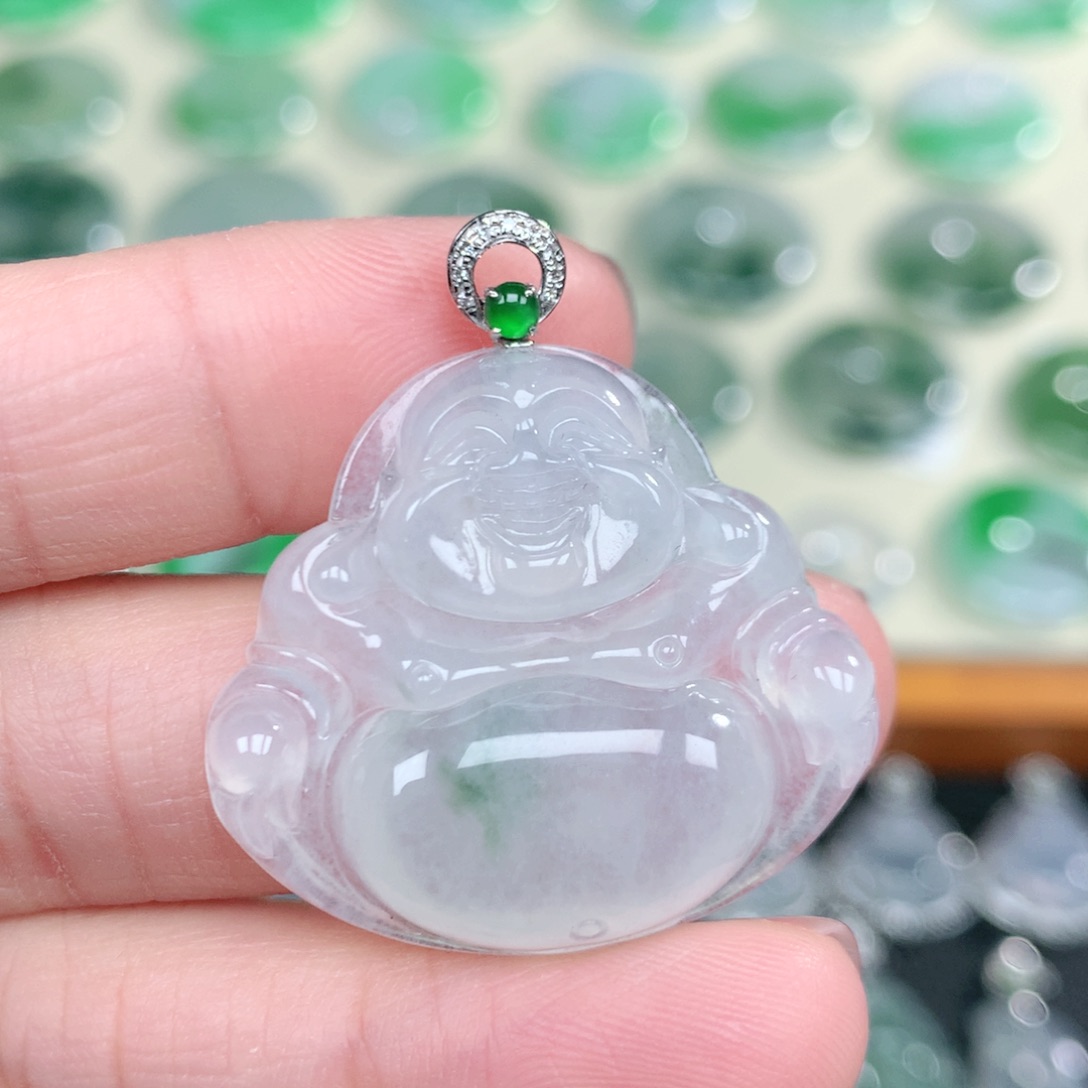 翡翠18K金镶嵌吊坠(不含链)35-