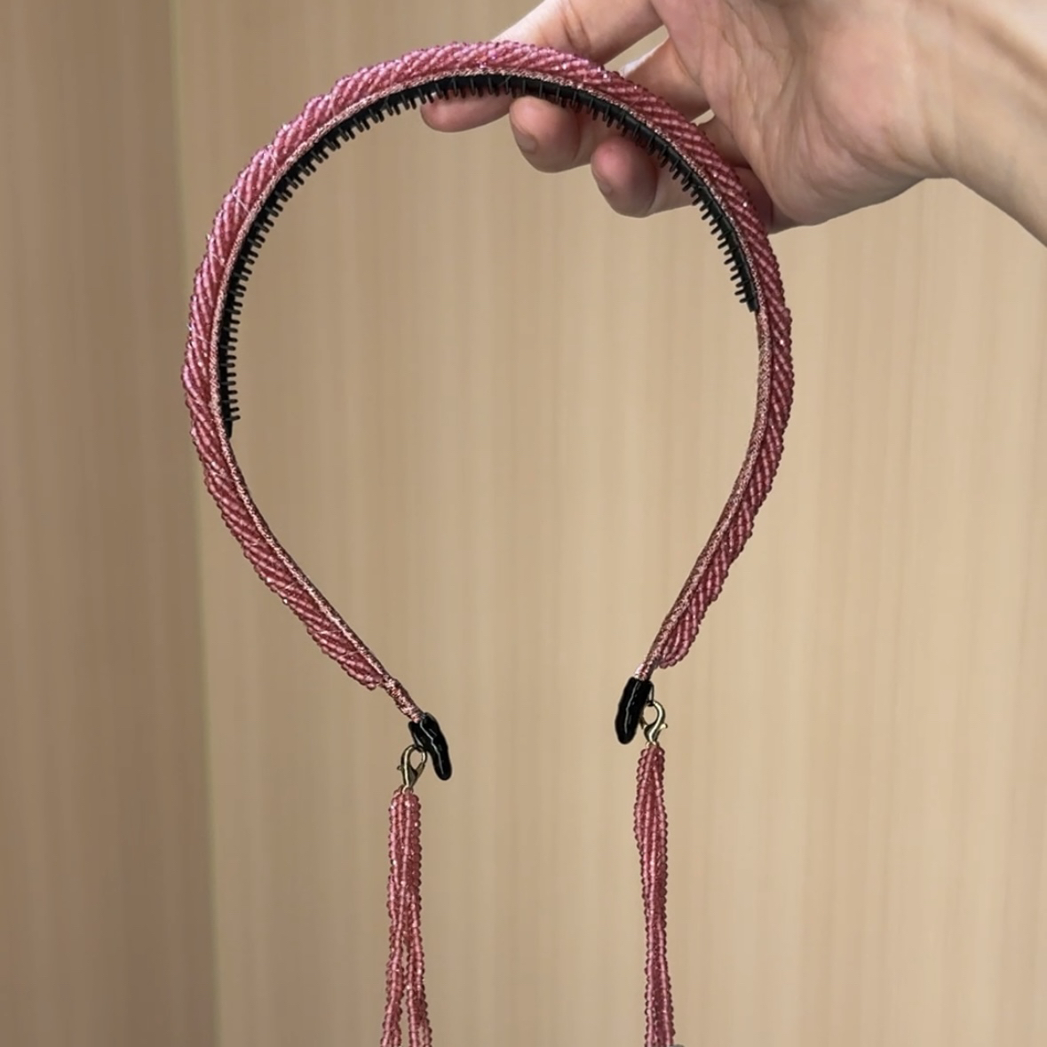 莫奈草莓樱桃粉设计秋冬新品发箍