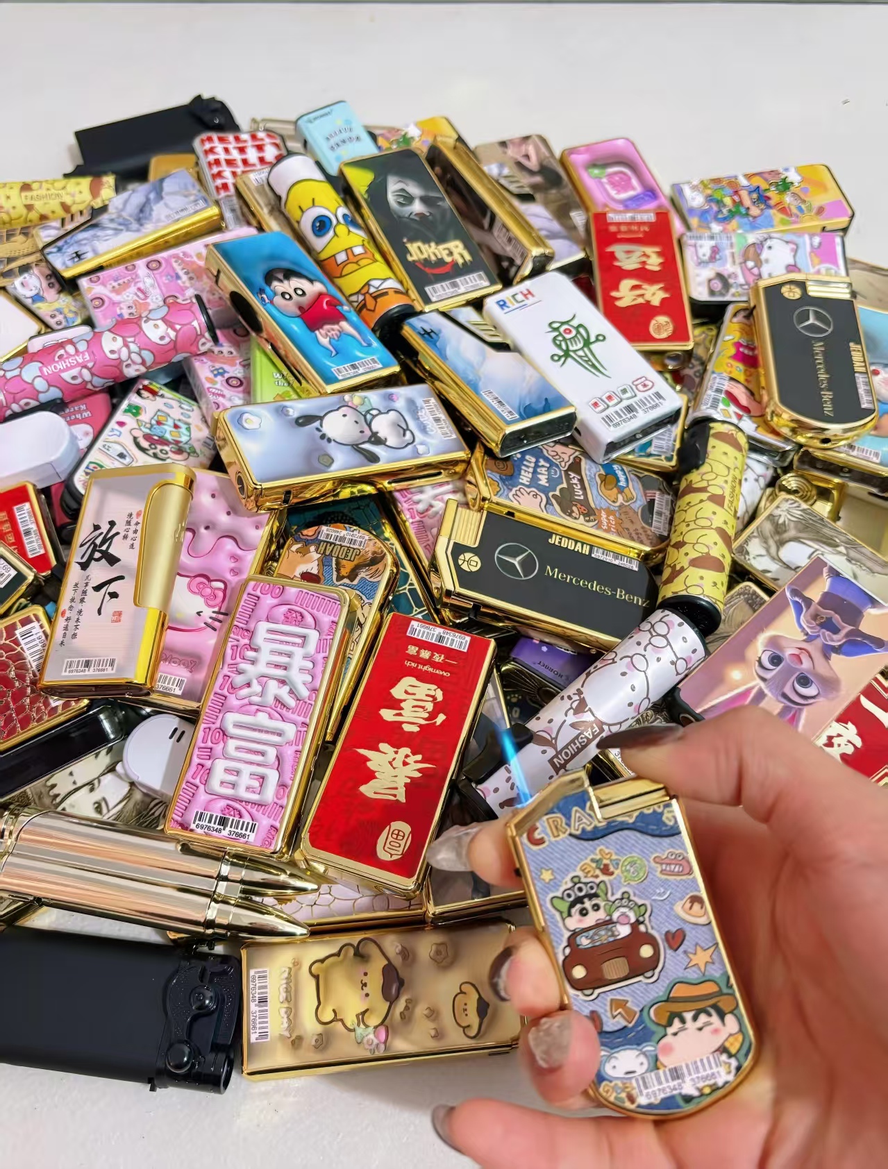 【富婆单】创意蓝焰金属铁壳可充气防风直冲打火机适合送男女朋友