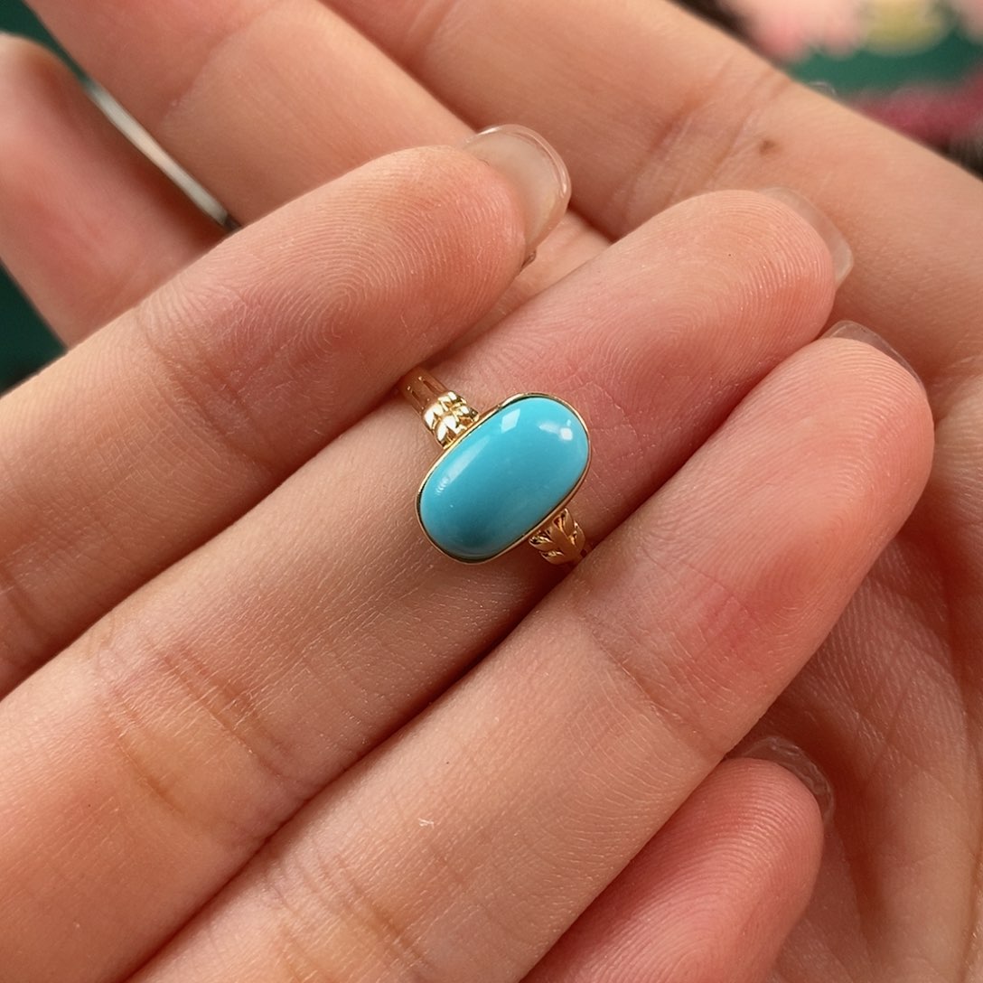 绿松石珠宝奇石18K金镶嵌