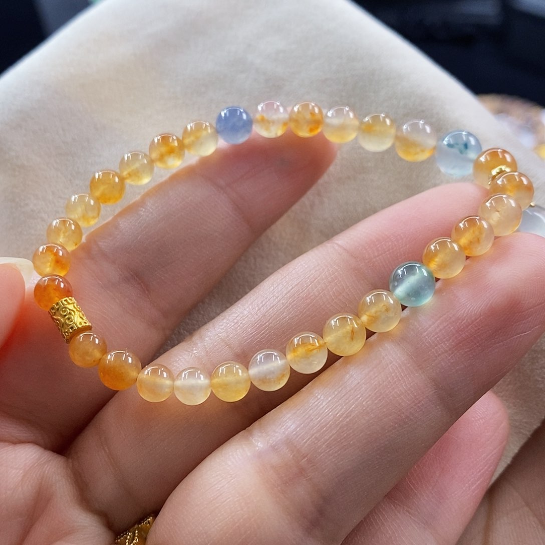 裸石翡翠琥珀流光手串
