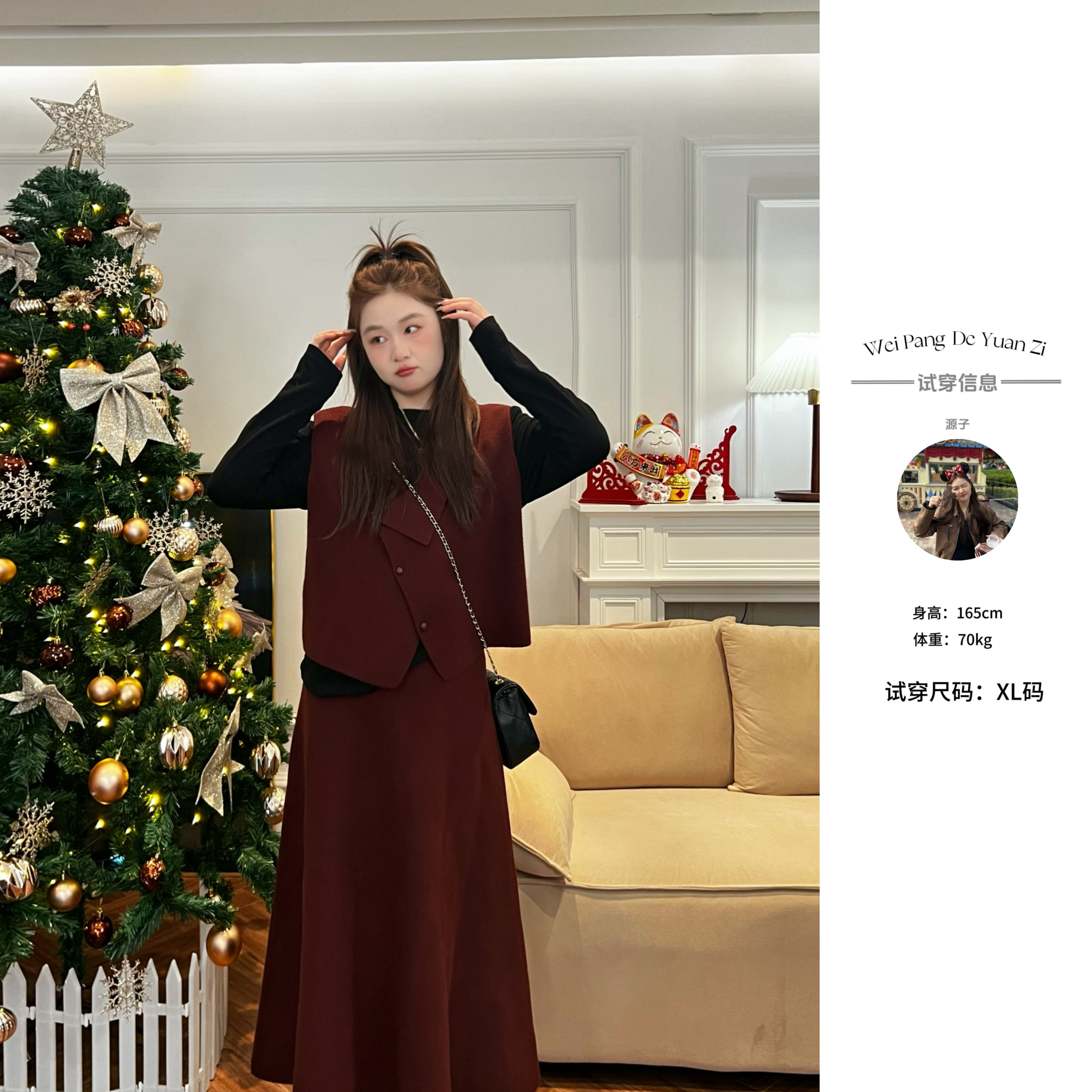 楠序源子【节日氛围】微胖女装 洋气衣服女新品两件套YZ33315