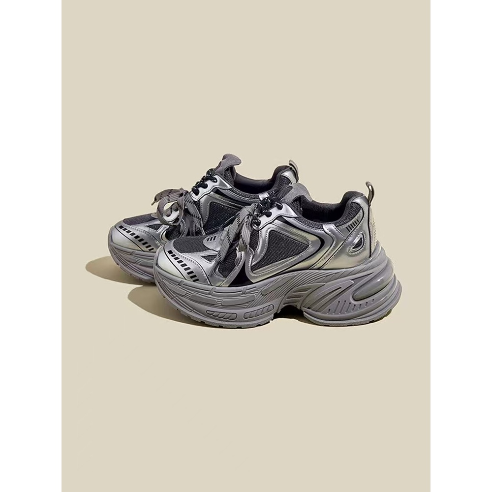 C5189   枪色  夏季时尚圆头系带休闲运动鞋女士老爹鞋