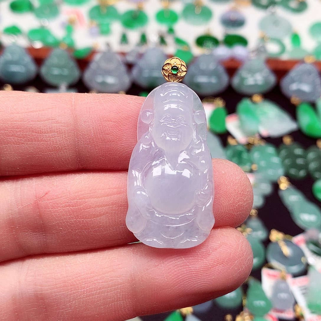 翡翠18K金镶嵌挂件