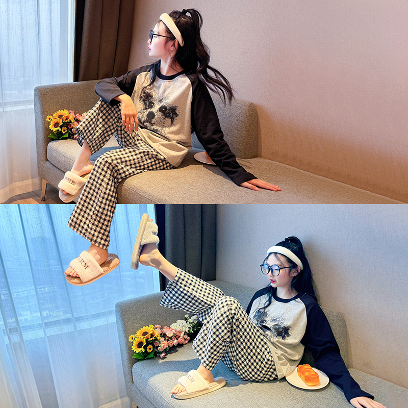 女童家居服2025新款女孩春秋网红爆款纯棉居家服儿童长袖居家睡衣