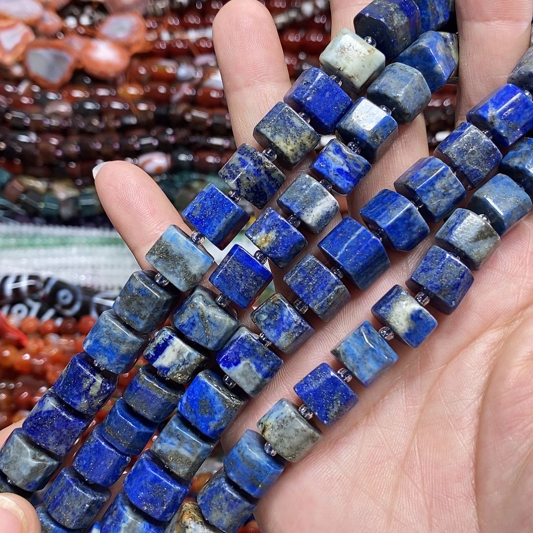 玛瑙/玉髓未镶嵌珠宝半成品青金方切一条卡13mm