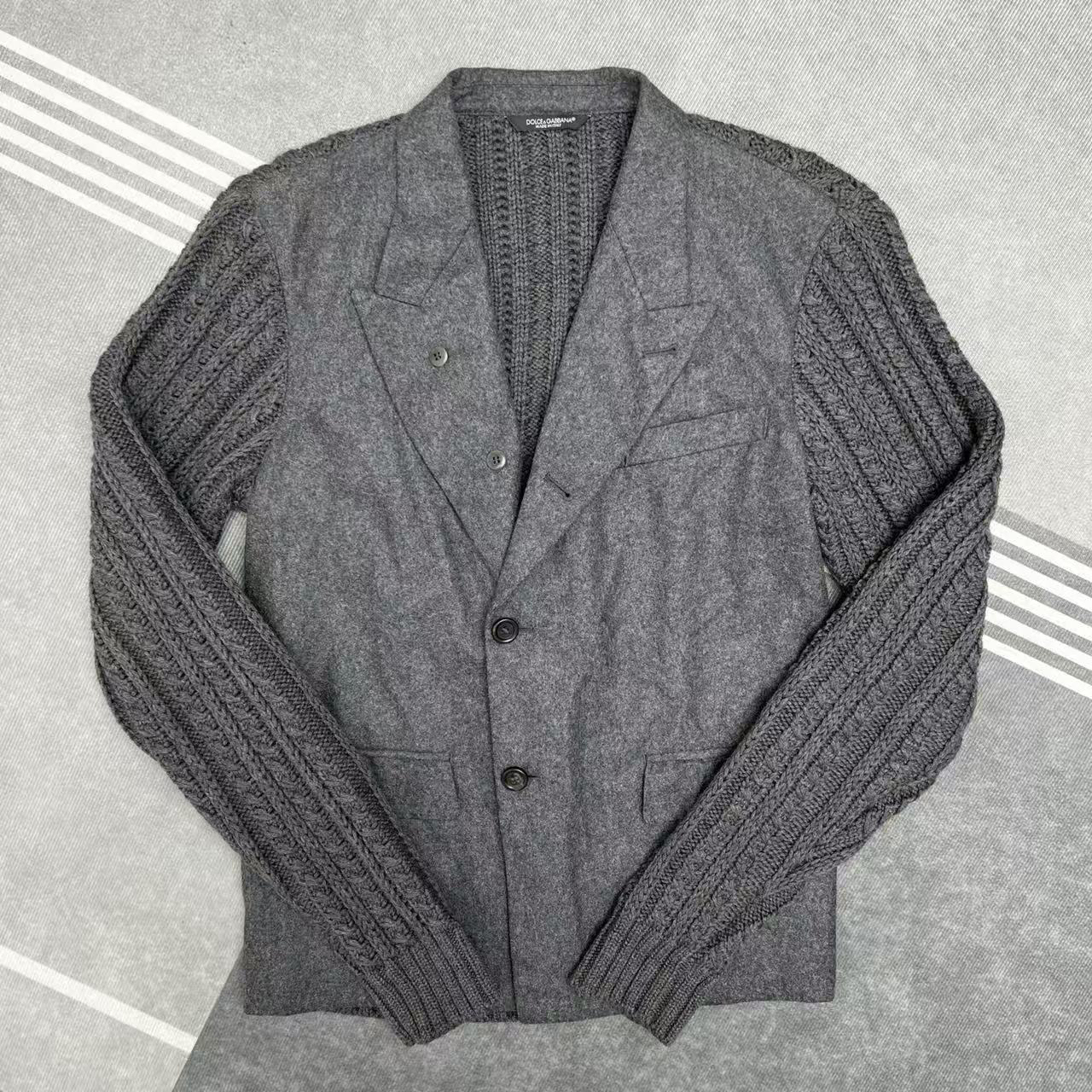未使用 maje DG羊毛条纹西服上装男士时尚针织标准上衣衫灰色