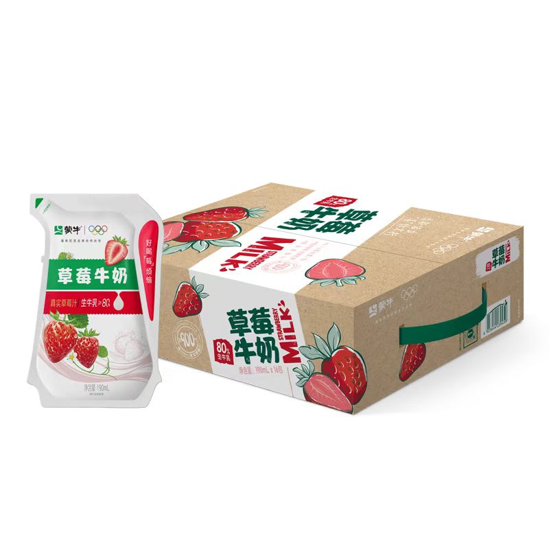 蒙牛爱克林牛奶草莓风味牛奶190ml*16袋营养早餐奶