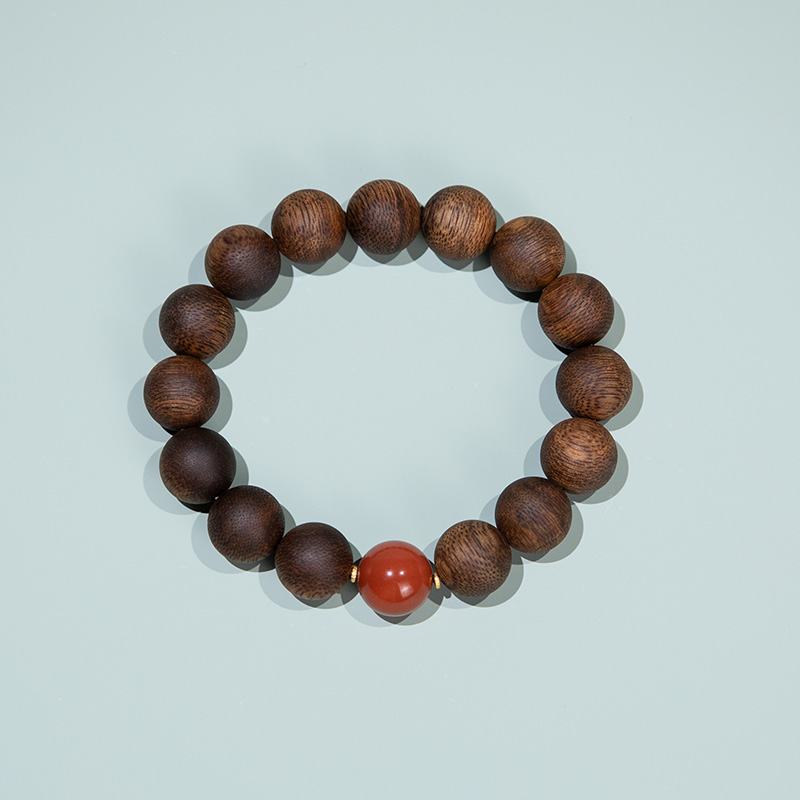 沉香‘’国际研究院官方‘’芽庄沉水雷击留疤白奇手串 14MM ESCX296