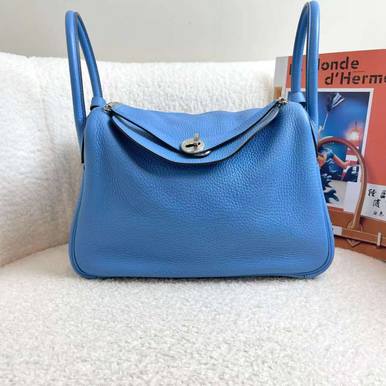 99新 Hermes/爱马仕 坦桑尼亚蓝lindy30包/ 39670775/代卖服务