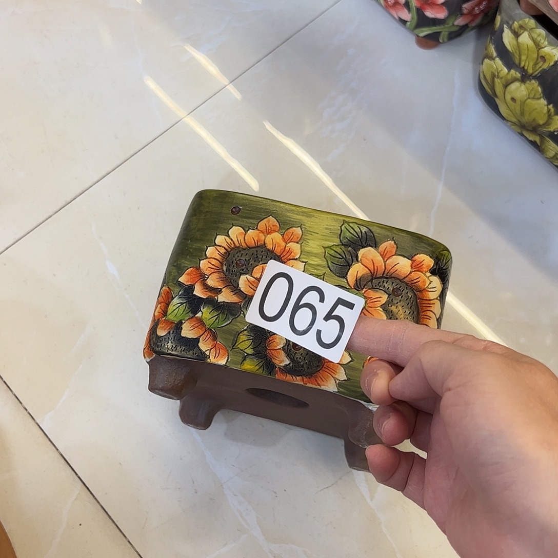 纽***扣景德镇炫彩手绘陶瓷花盆