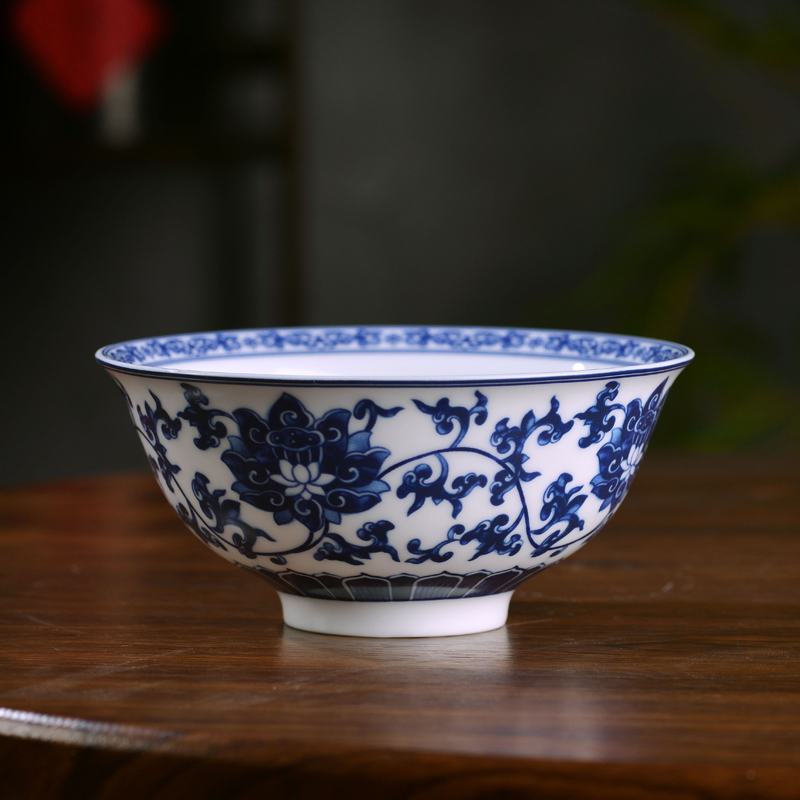 景德镇釉下彩高温青花瓷陶瓷餐具米饭碗面碗中式家用加厚陶瓷碗