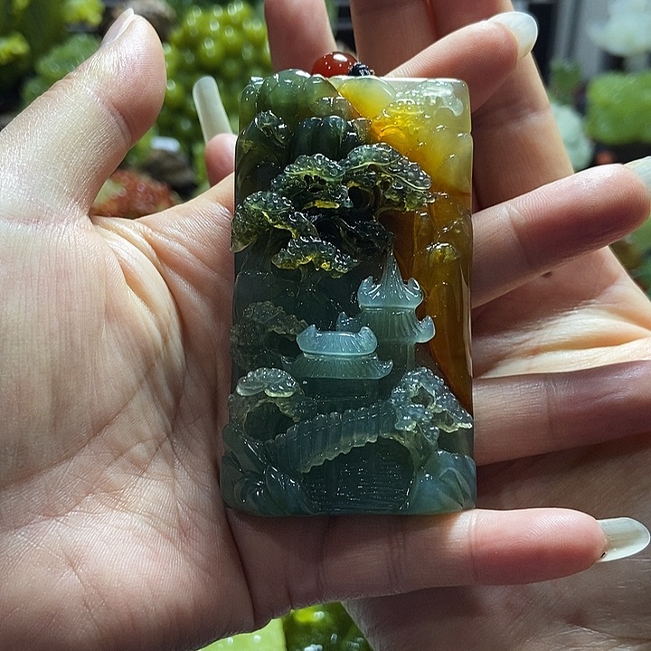 蛇纹石玉合金手把件紫****?