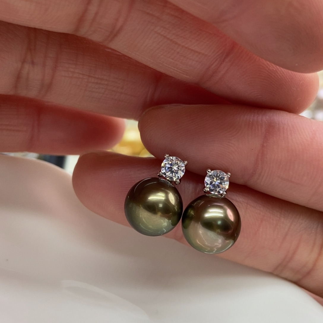 海水珍珠耳饰银S925镶嵌