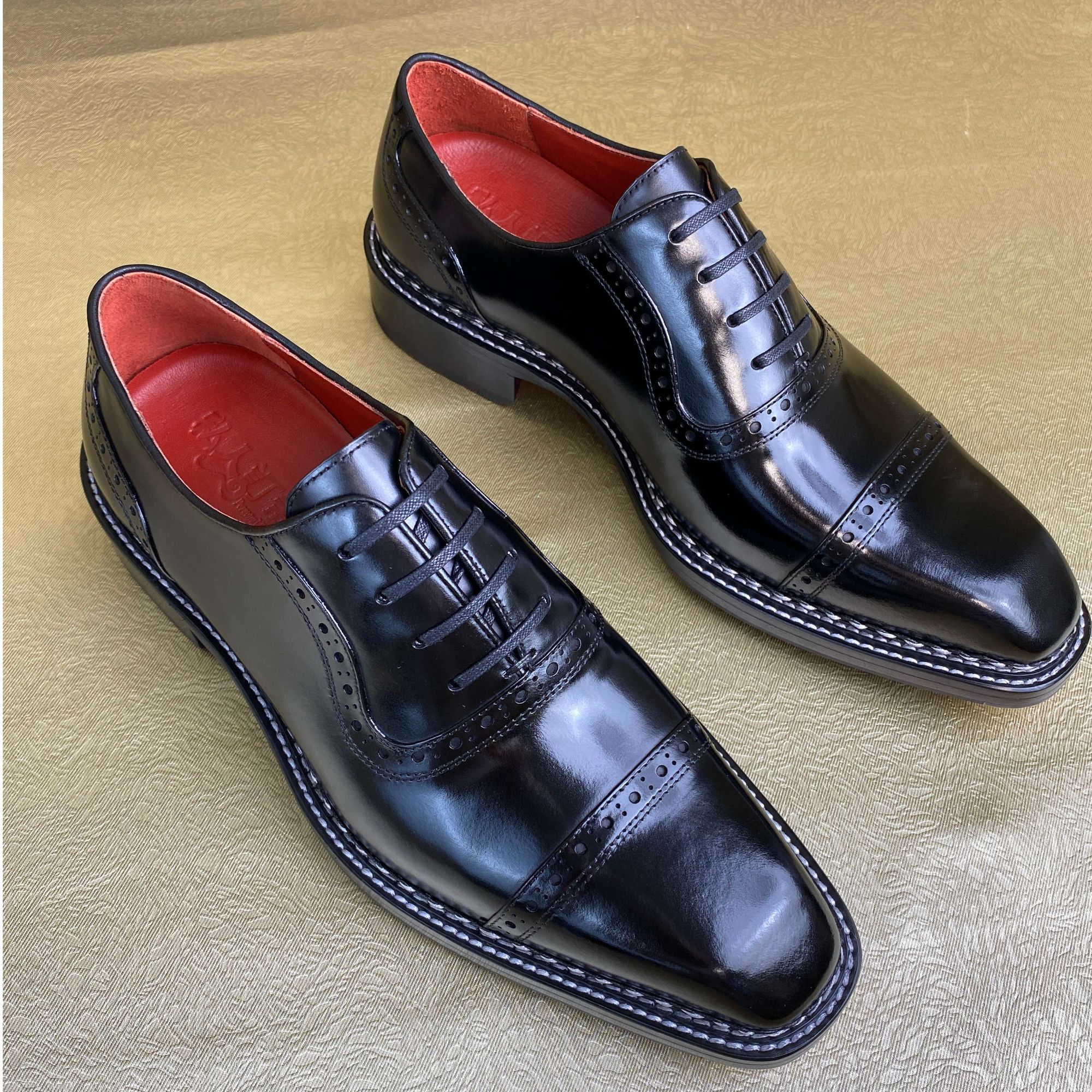 进口挪威缝马臀皮三接头正装鞋系带纯手工固特异男士高端西装鞋