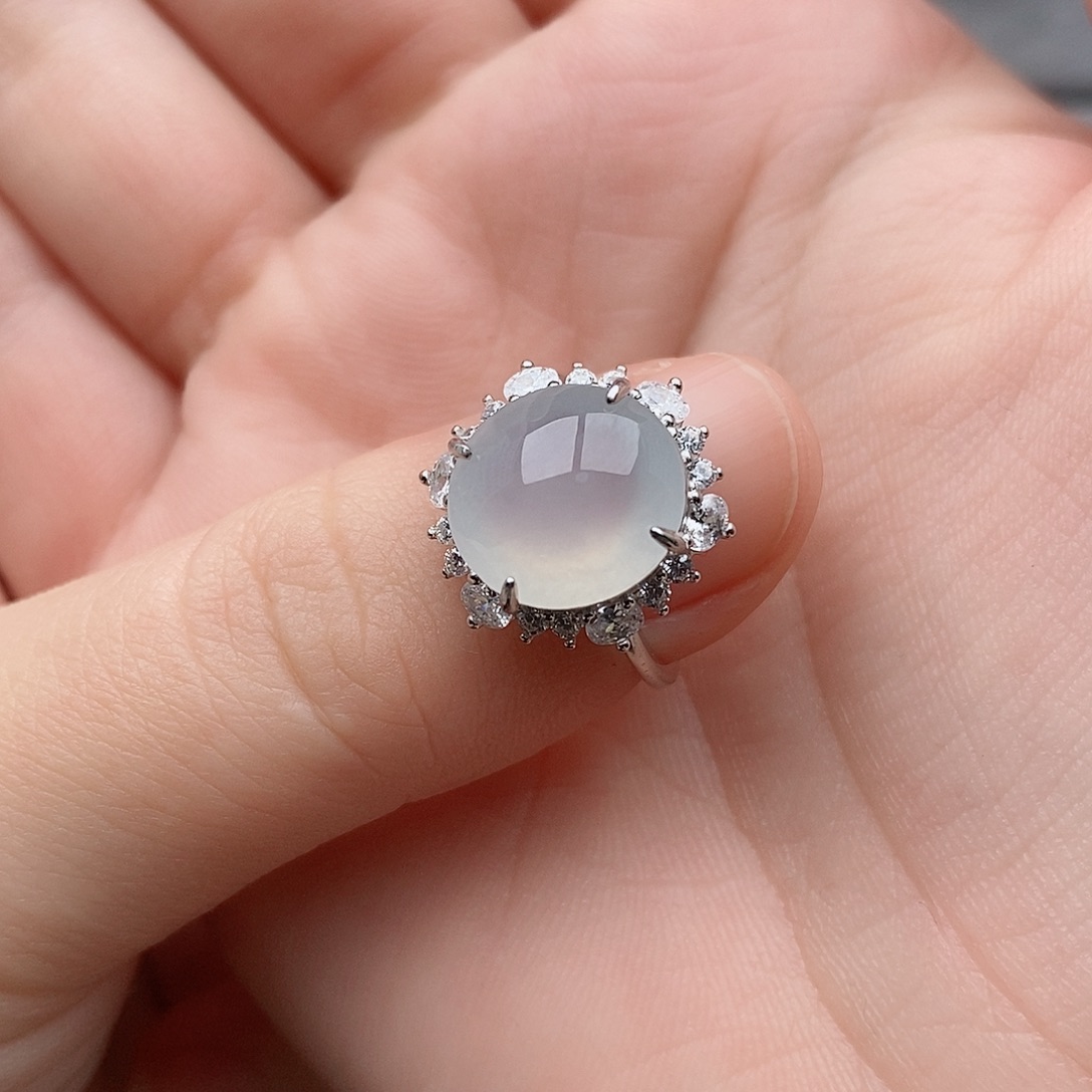 银S925镶嵌戒指翡翠九****