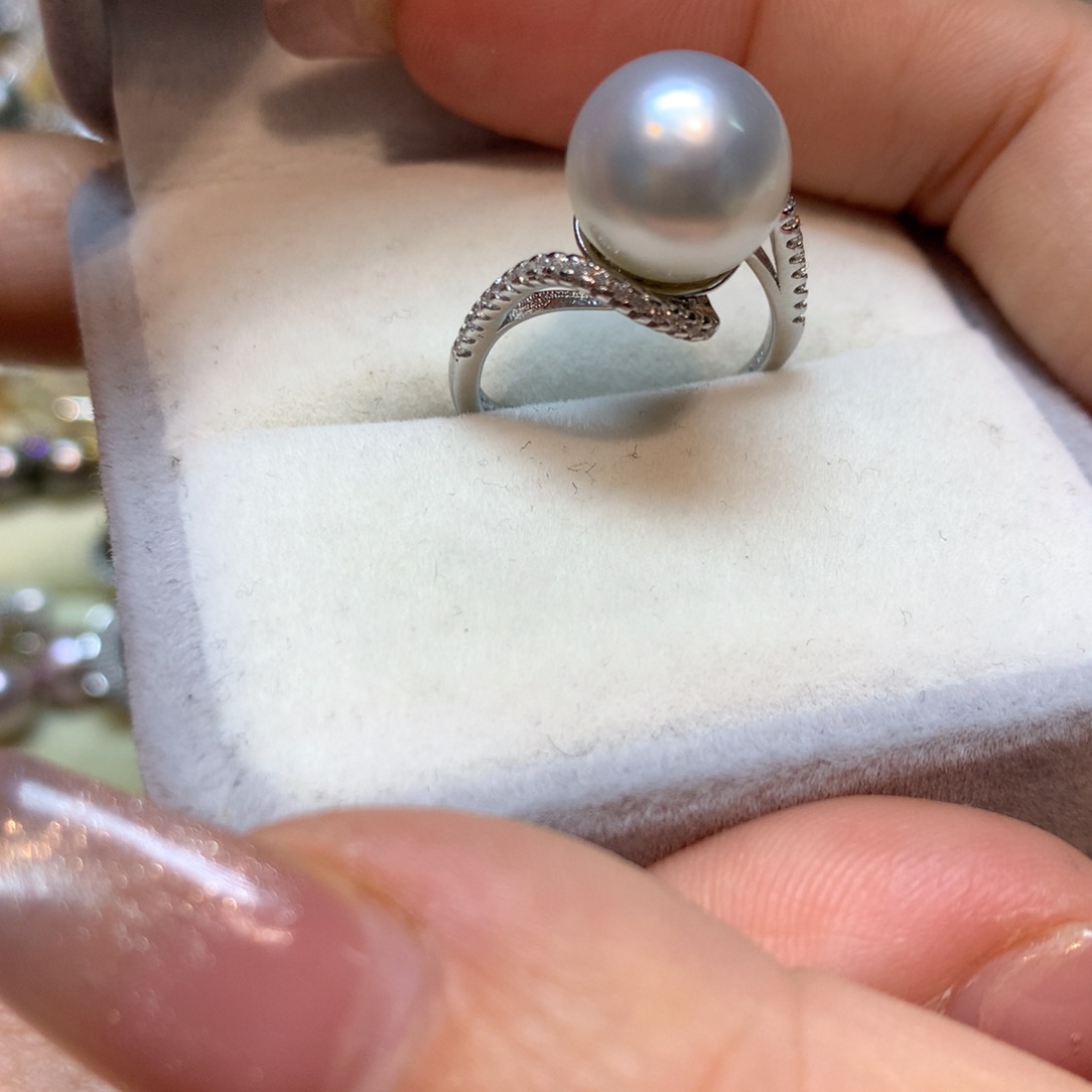 海水珍珠戒指银S925镶嵌