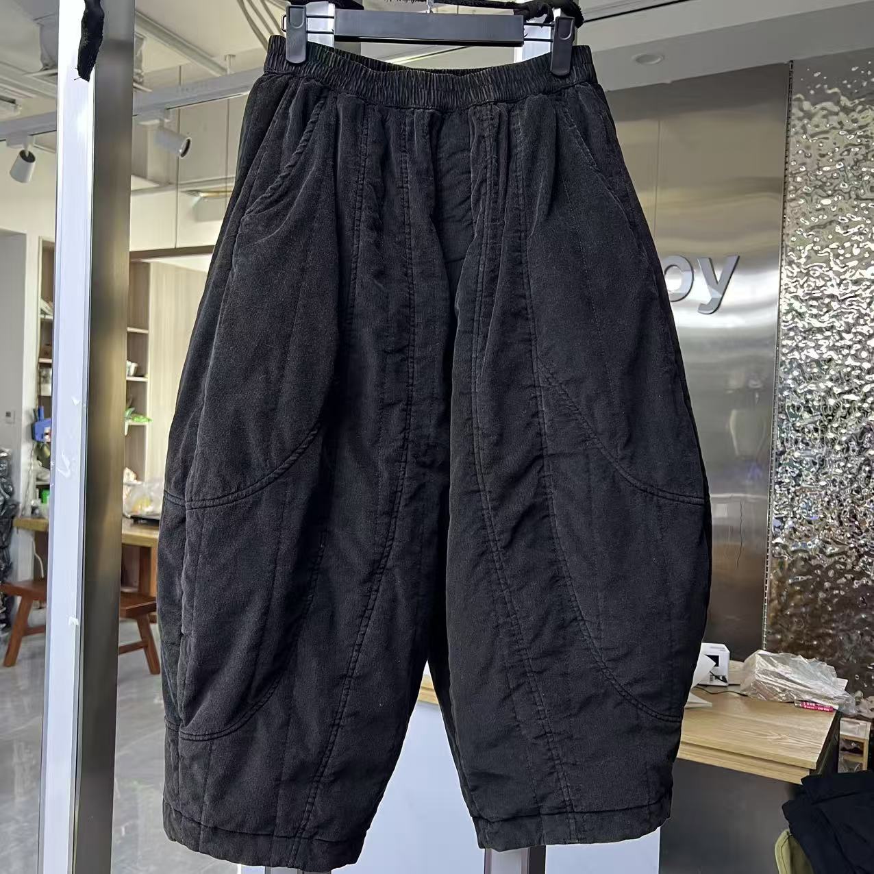 秋冬新款炒色加棉加厚休闲裤女宽松显瘦复古百搭