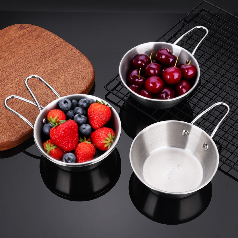 【12cm两个装】304不锈钢韩式料理碗带把手小吃碗配菜碗蘸料碗