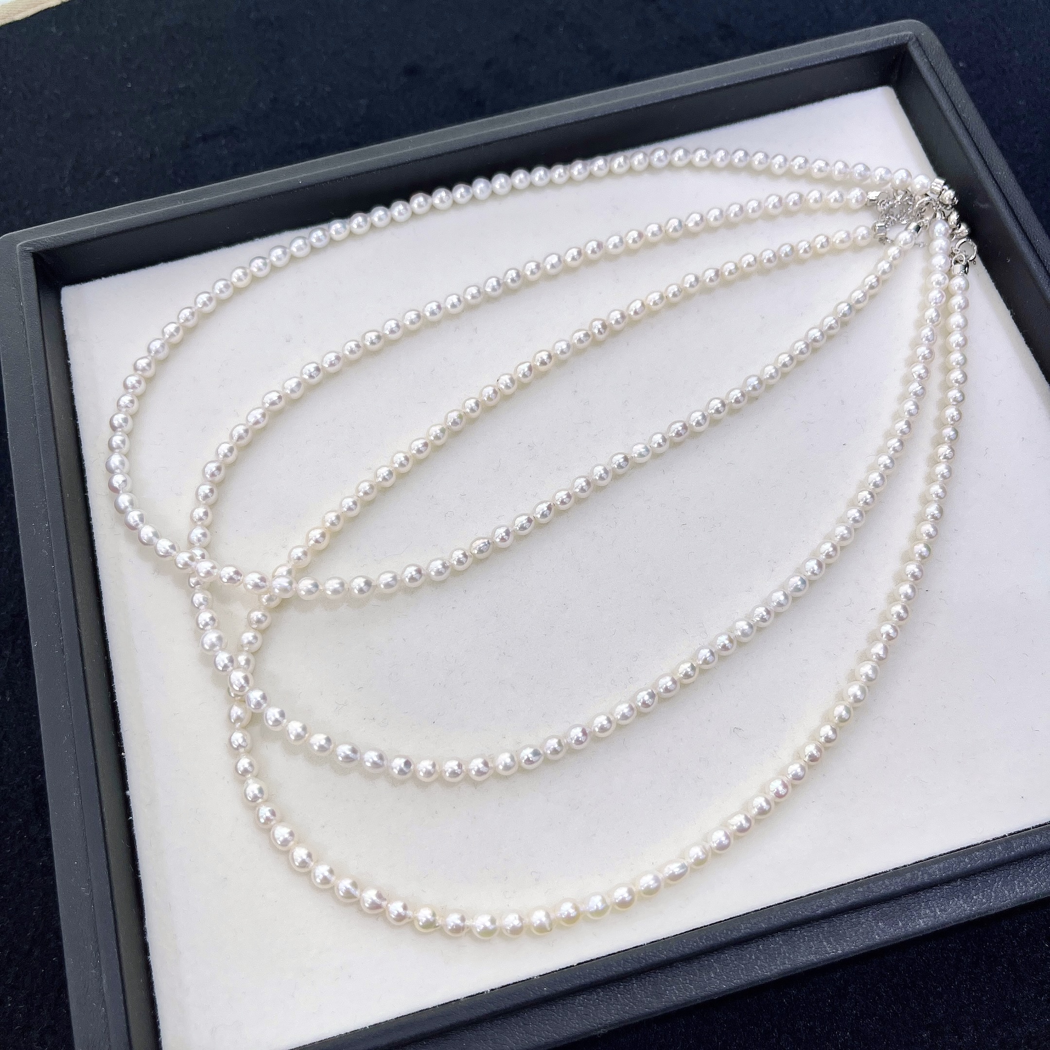 珍珠 淡水白珠满珠小珠链 4-5MM S925银 多样性发一 R169