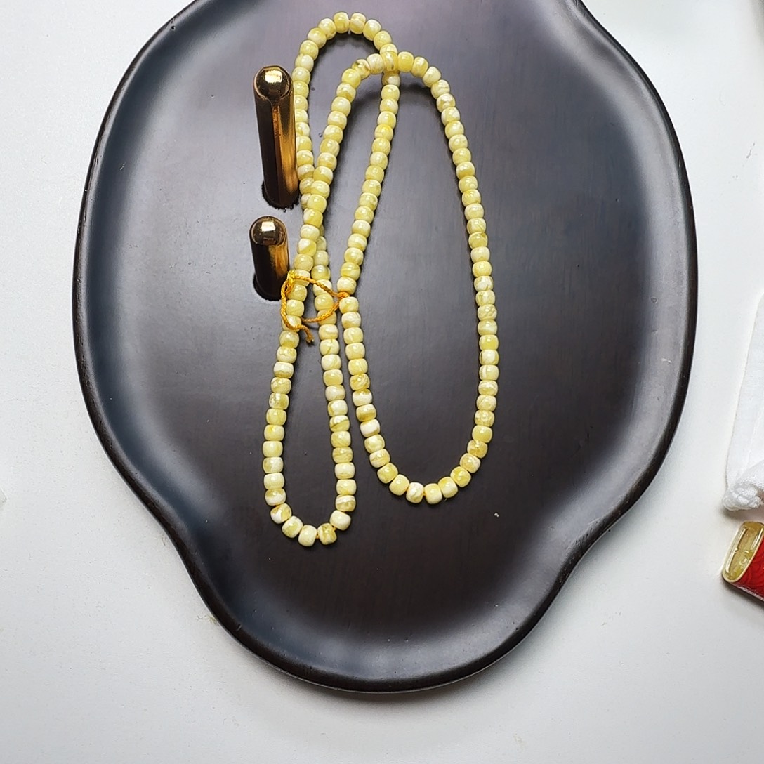 蜜蜡珠宝奇石未镶嵌后***丶蜜蜡金瓷白108项链