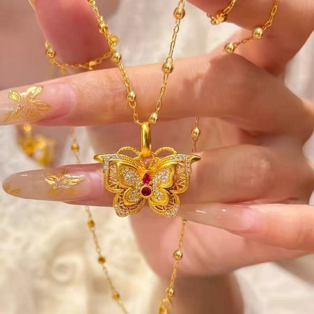 福韵天玺 铜合金项链 《韵系列》玲珑花蝶项链锁骨链气质轻奢时尚