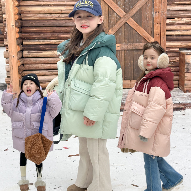 女童长款绒服洋气亲子宽松加厚中大童