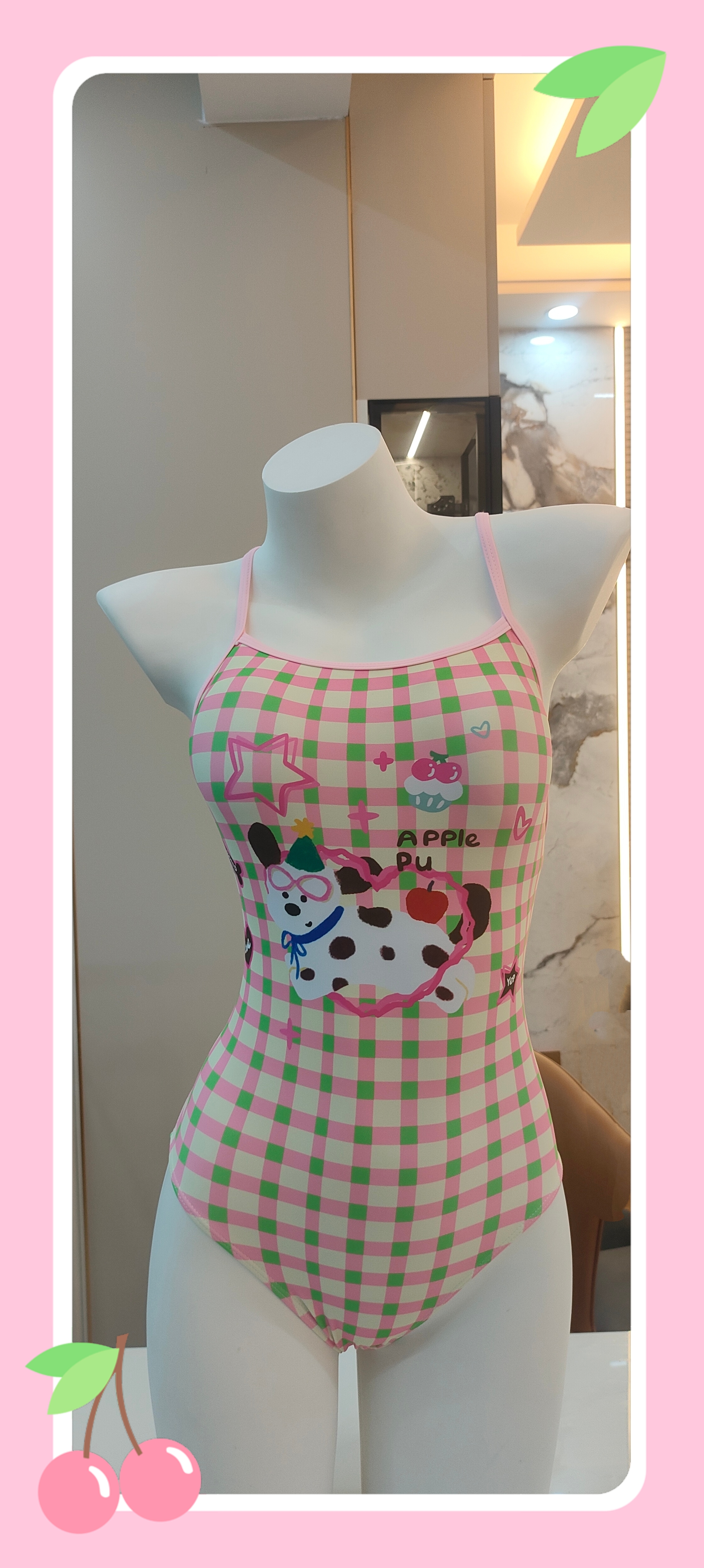 《快乐小狗》新款女款三角连身可爱泳衣专业运动训练竞速款修身显瘦