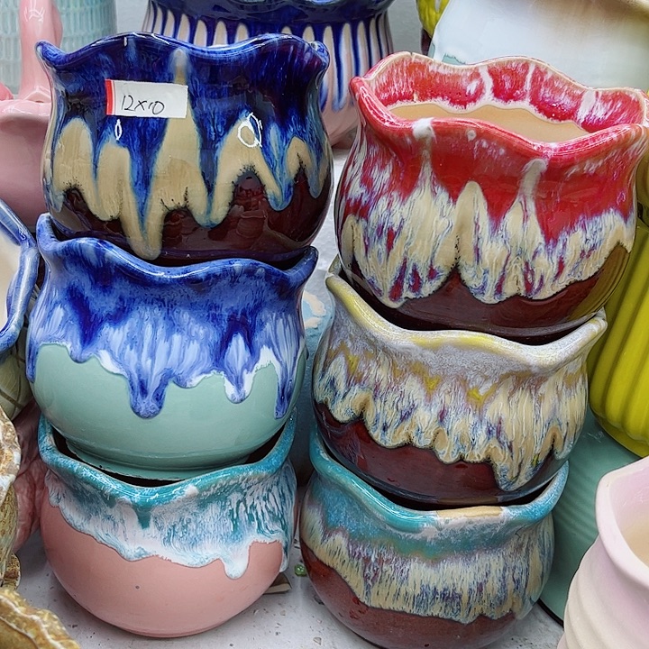 多肉绿植陶瓷花盆9.9包邮，有孔