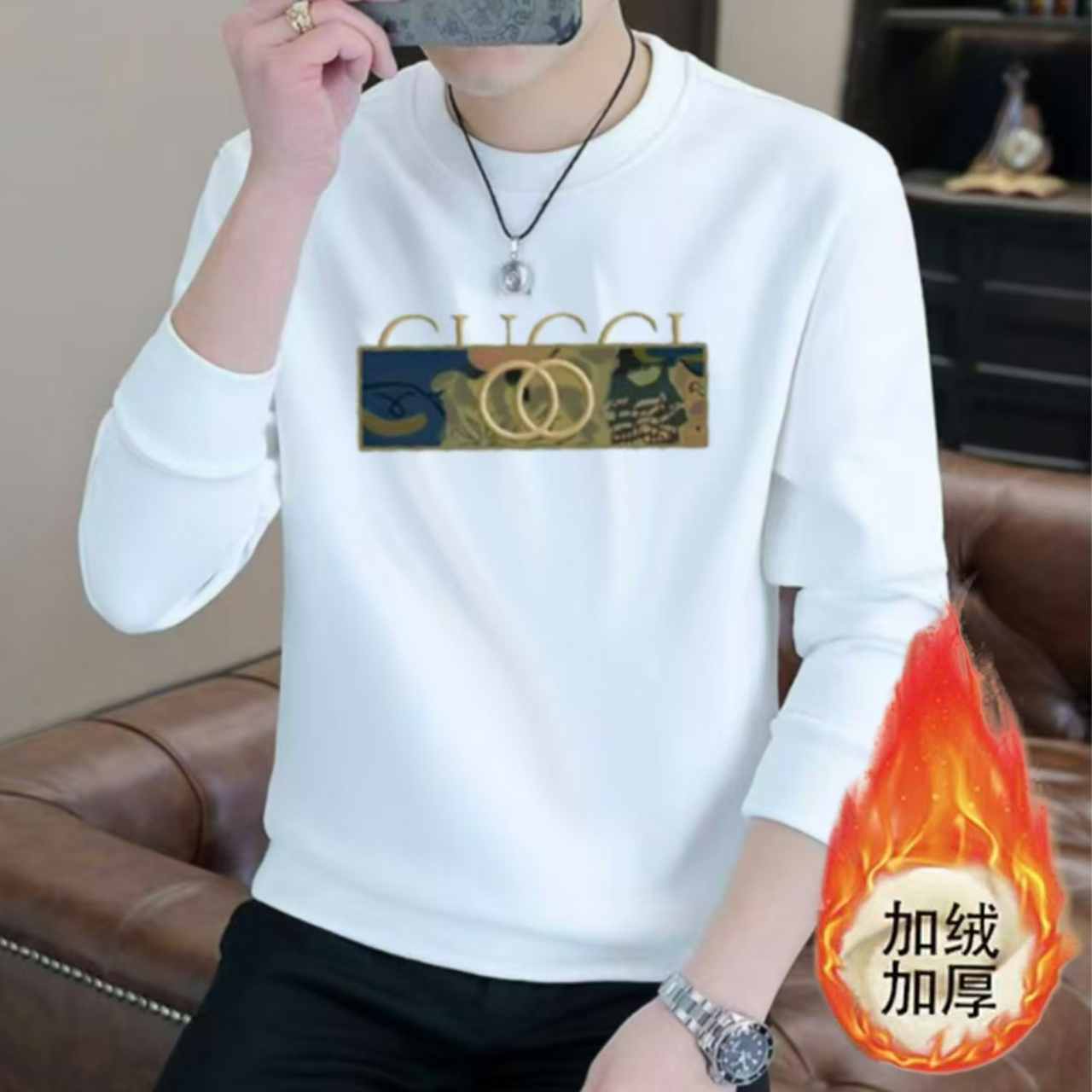 秋冬华棉卫衣印花重磅卫衣潮流长袖卫衣秋季男上衣男士时尚休闲