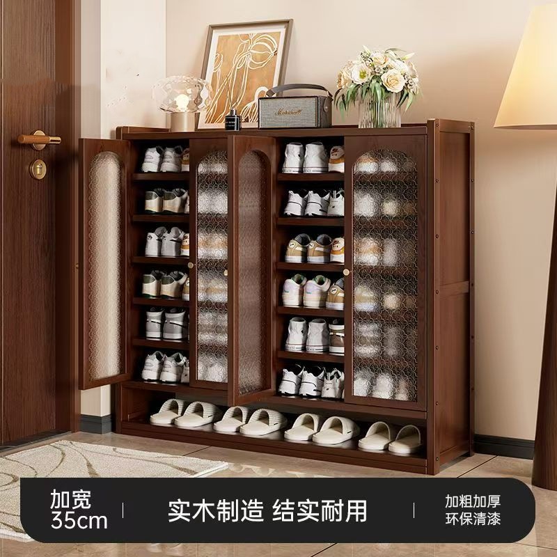 防尘简易鞋柜实木鞋架多层家用门口大容量入户角落玄关室内收纳柜
