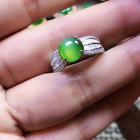 和田玉银S925镶嵌戒指